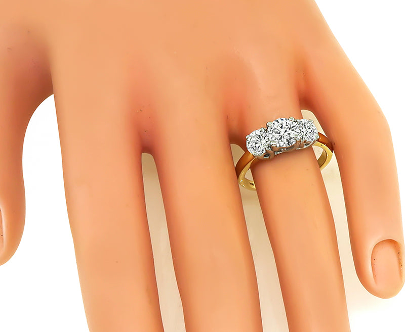 Estate GIA Certified 0.79ct Center Diamond 1.08ct Side Diamond Anniversary Ring