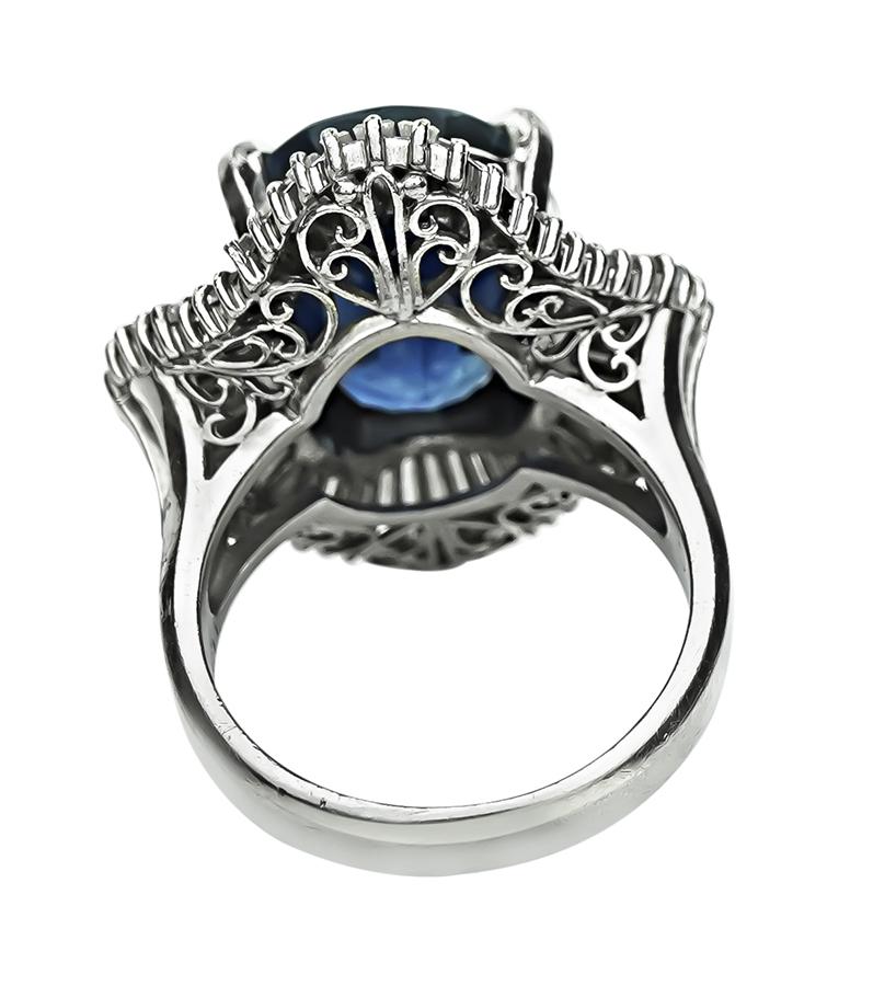 Estate GIA Certified 11.57ct Sapphire 1.90ct Diamond Ring