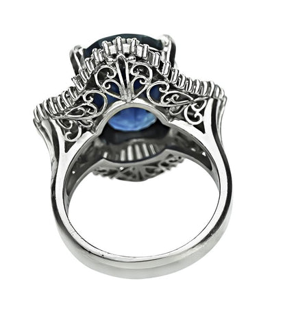 Estate GIA Certified 11.57ct Sapphire 1.90ct Diamond Ring