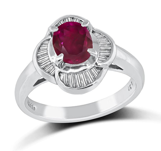 GIA Certified 1.21ct Burma Ruby Diamond Ring