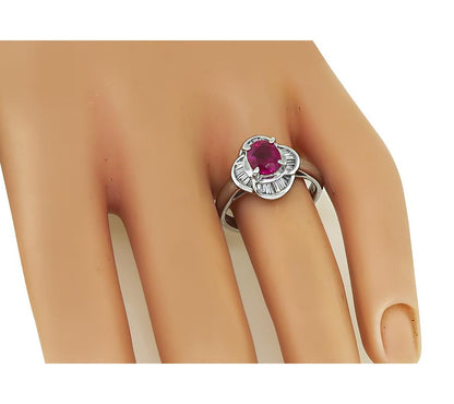 GIA Certified 1.21ct Burma Ruby Diamond Ring