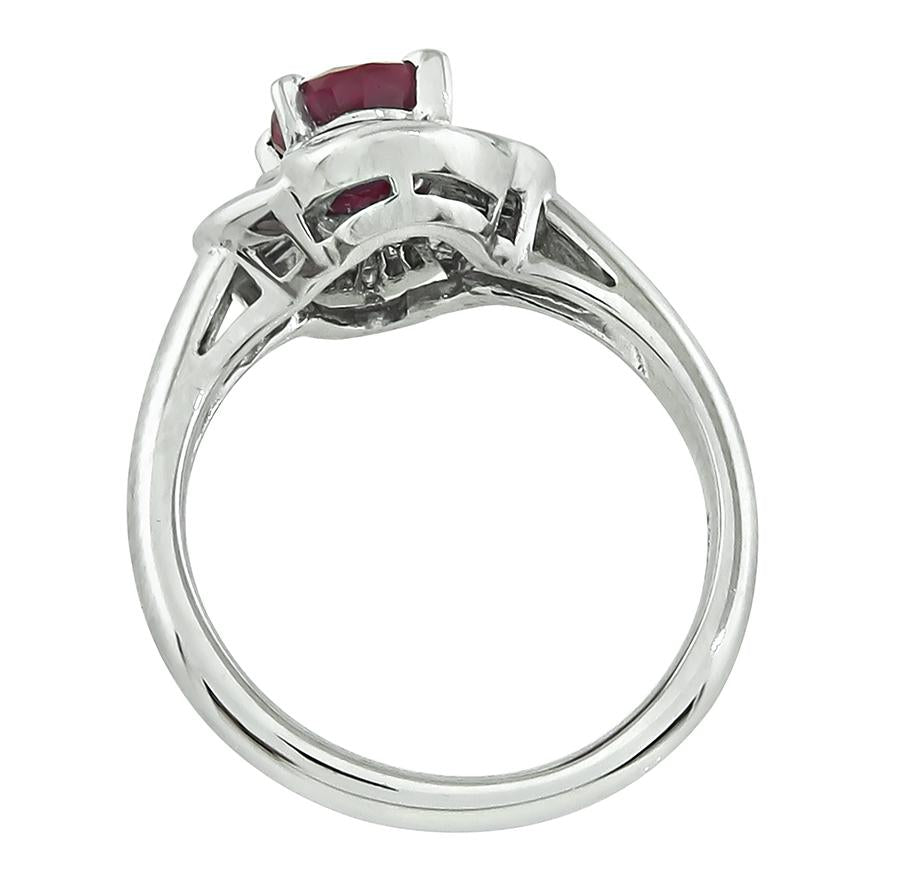 GIA Certified 1.21ct Burma Ruby Diamond Ring