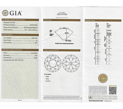 Estate GIA Certified 1.80ct Diamond Sapphire Engagement Ring
