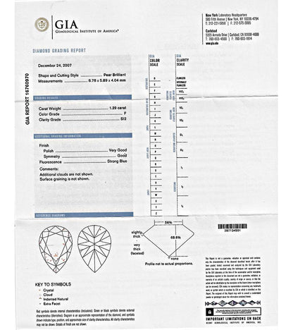 Estate GIA Certified 1.29ct Diamond Engagement Ring
