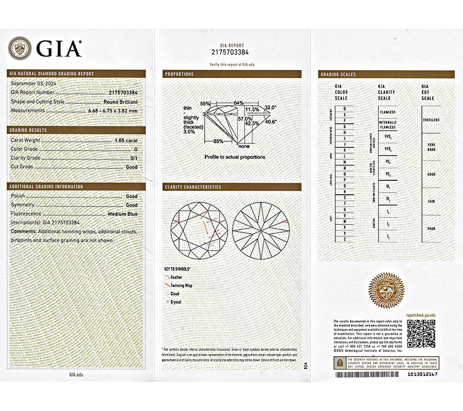 Estate GIA Certified 1.05ct Diamond Engagement Ring