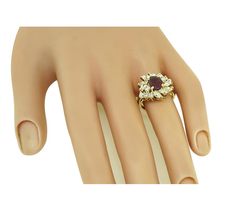 Estate GIA 1.67ct Burma Ruby 1.00ct Diamond Gold Ring