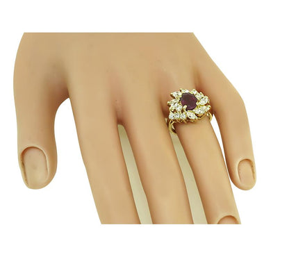 Estate GIA 1.67ct Burma Ruby 1.00ct Diamond Gold Ring