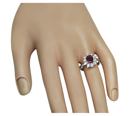 Estate GIA Certified 1.56ct No Heat Ruby 0.88ct Diamond Engagement Ring