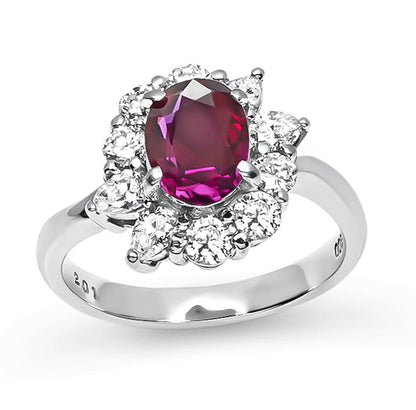Estate GIA Certified 1.56ct No Heat Ruby 0.88ct Diamond Engagement Ring