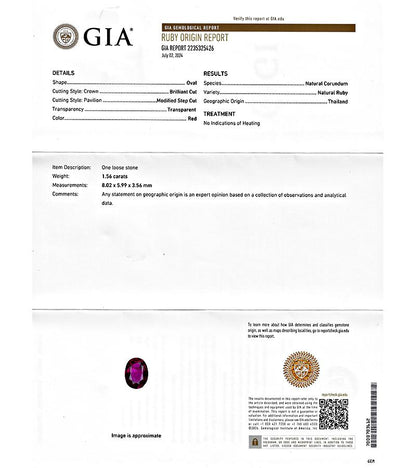 Estate GIA Certified 1.56ct No Heat Ruby 0.88ct Diamond Engagement Ring