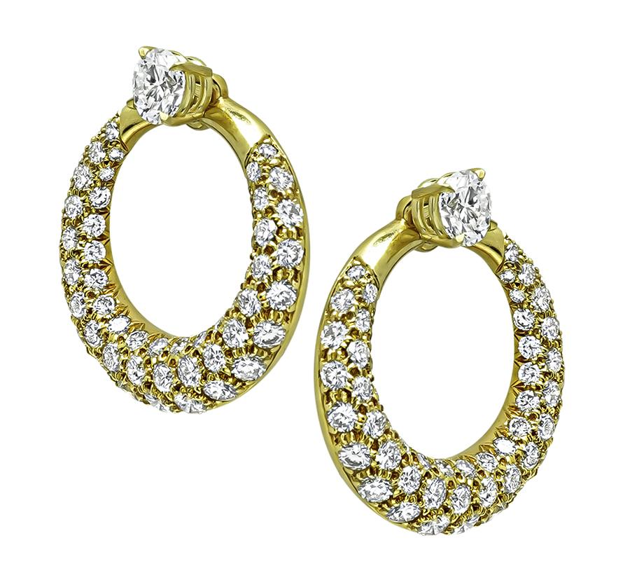 GIA 1.98cttw Center Diamond 7.00ct Side Diamond Gold Day and Night Earrings