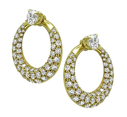 GIA 1.98cttw Center Diamond 7.00ct Side Diamond Gold Day and Night Earrings