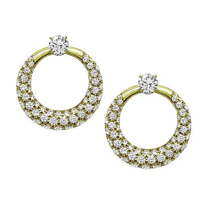 GIA 1.98cttw Center Diamond 7.00ct Side Diamond Gold Day and Night Earrings