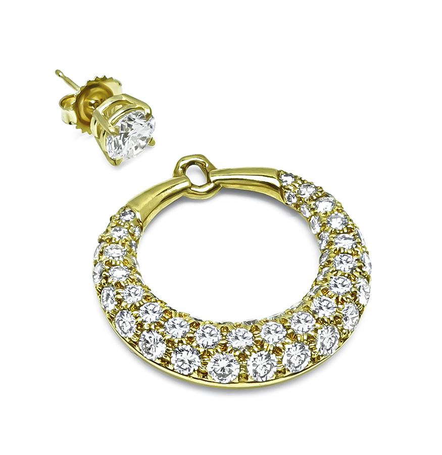 GIA 1.98cttw Center Diamond 7.00ct Side Diamond Gold Day and Night Earrings