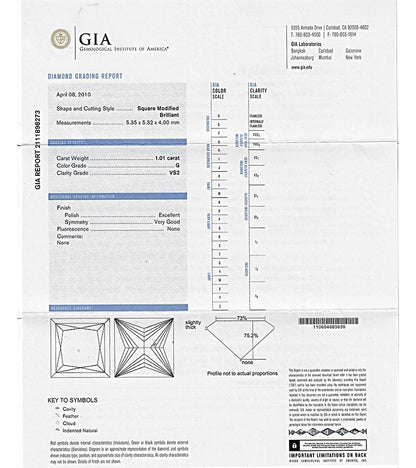 Estate GIA Certified 1.01ct Diamond Engagement Ring and Wedding Band Set