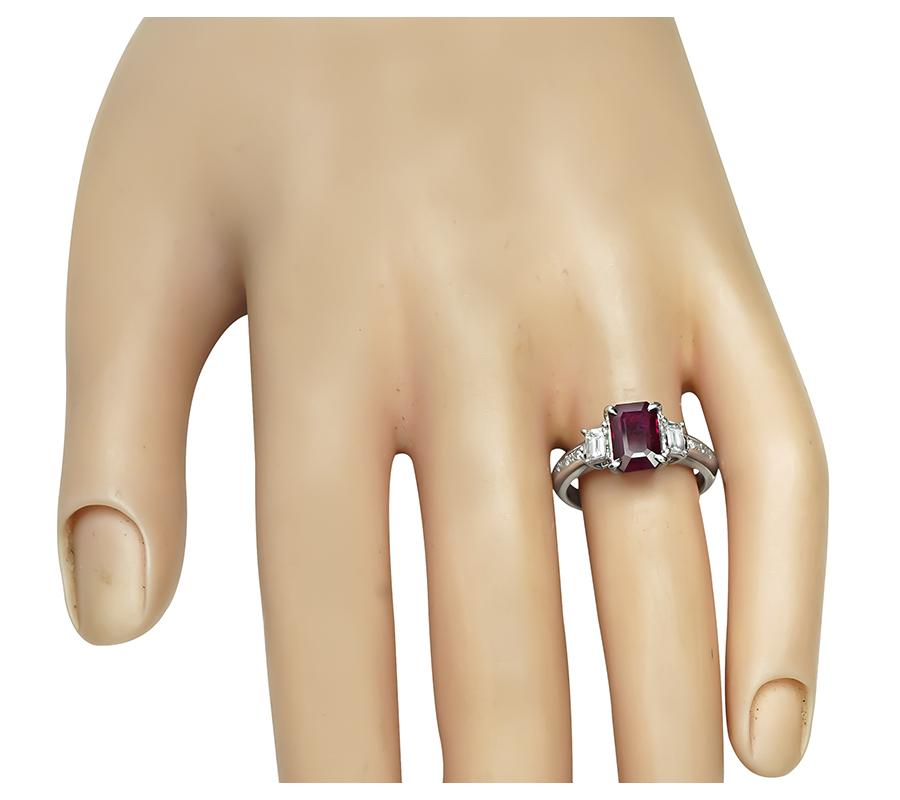 Estate GIA 1.32ct Burma Ruby 0.38ct Diamond Engagement Ring