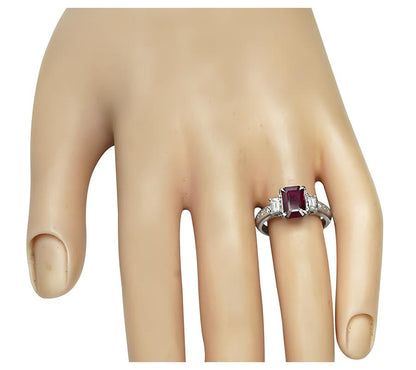 Estate GIA 1.32ct Burma Ruby 0.38ct Diamond Engagement Ring