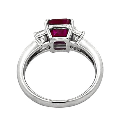Estate GIA 1.32ct Burma Ruby 0.38ct Diamond Engagement Ring