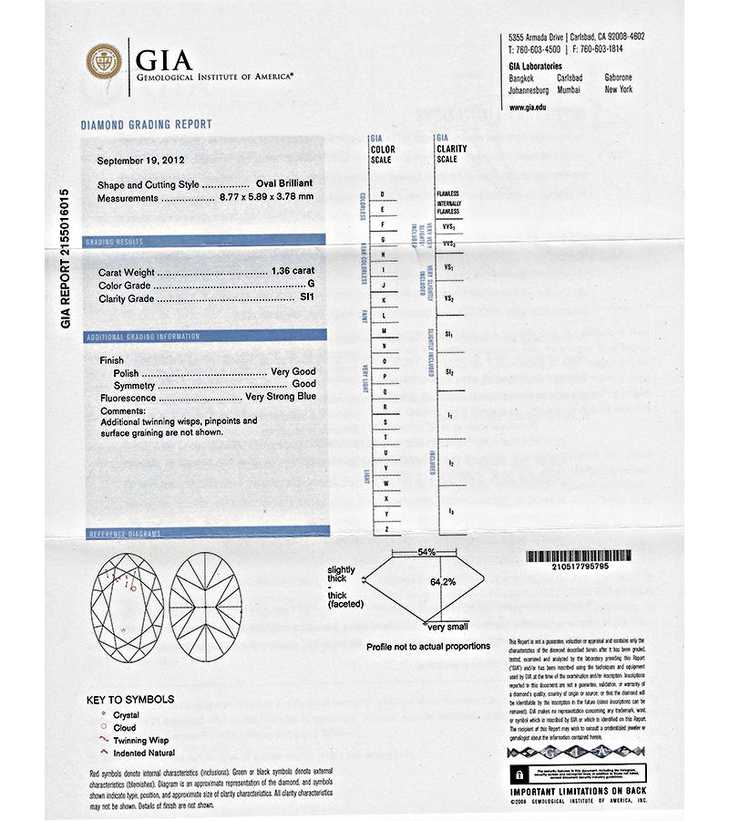 Estate GIA Certified 1.36ct Diamond Engagement Ring