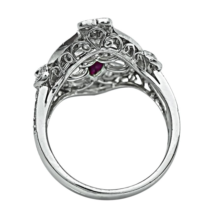 Estate GIA 1.29ct Burma Ruby 1.47ct Diamond Ring