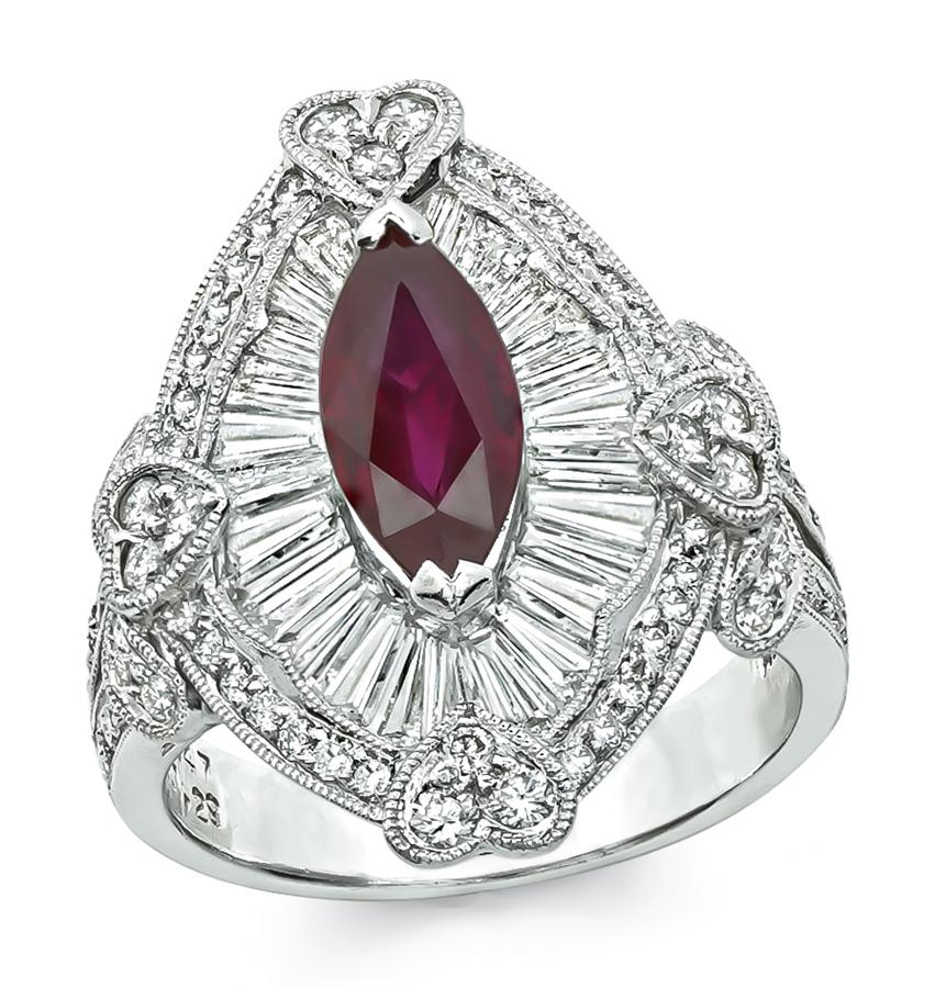Estate GIA 1.29ct Burma Ruby 1.47ct Diamond Ring