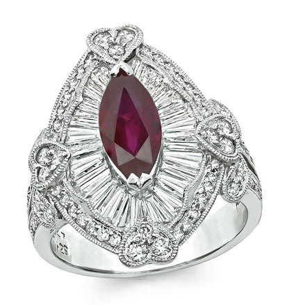 Estate GIA 1.29ct Burma Ruby 1.47ct Diamond Ring