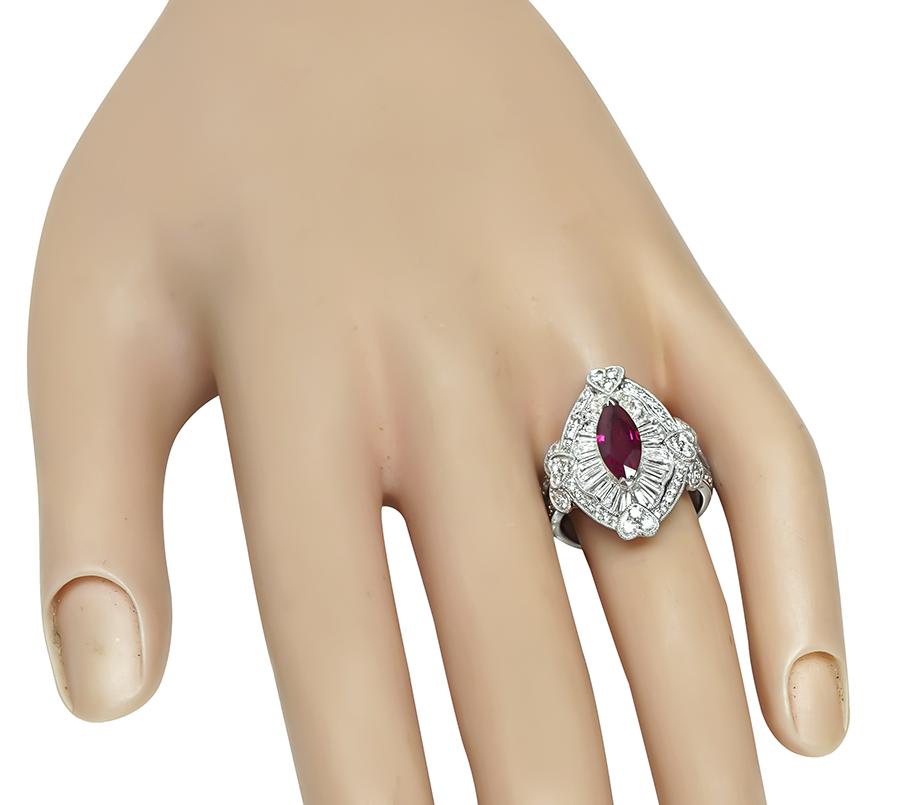 Estate GIA 1.29ct Burma Ruby 1.47ct Diamond Ring