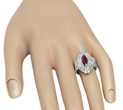 Estate GIA 1.29ct Burma Ruby 1.47ct Diamond Ring