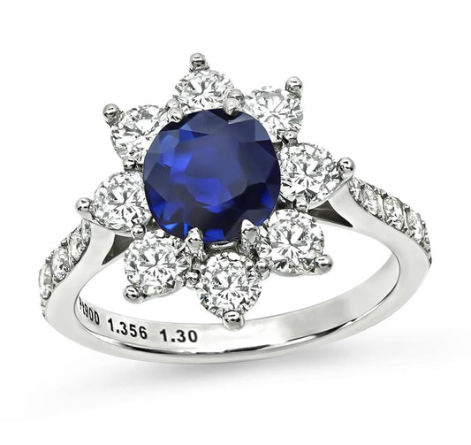 Estate 1.36ct Sapphire 1.30ct Diamond Ring