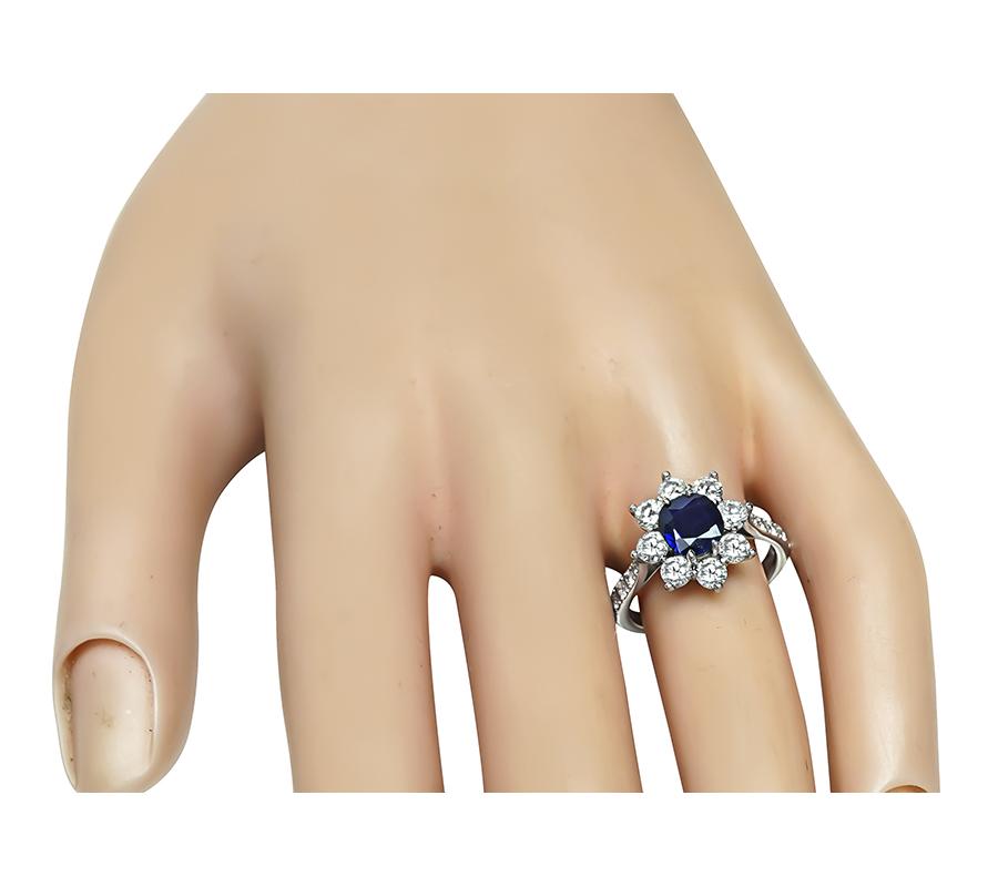 Estate 1.36ct Sapphire 1.30ct Diamond Ring