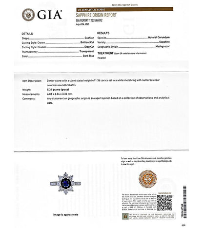 Estate 1.36ct Sapphire 1.30ct Diamond Ring