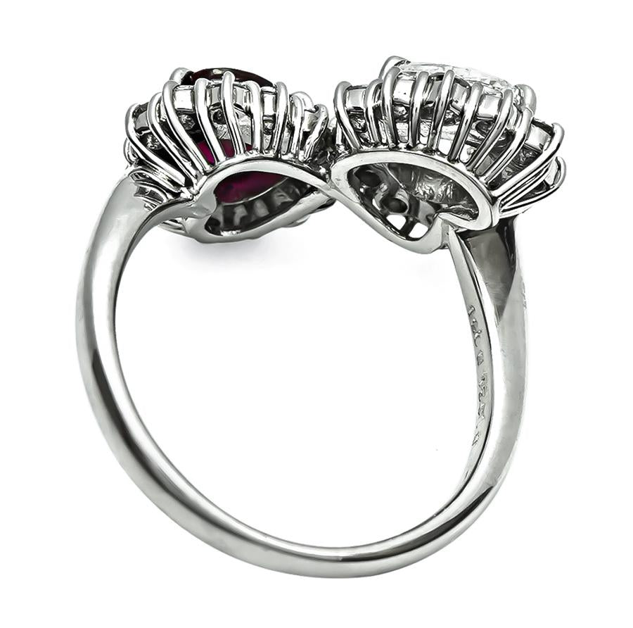 Estate GIA 1.10ct Burma Ruby 1.02ct Diamond Heart Ring