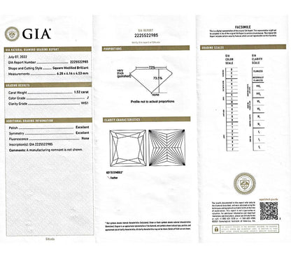 Estate GIA Certified 1.52ct Diamond Solitaire Engagement Ring