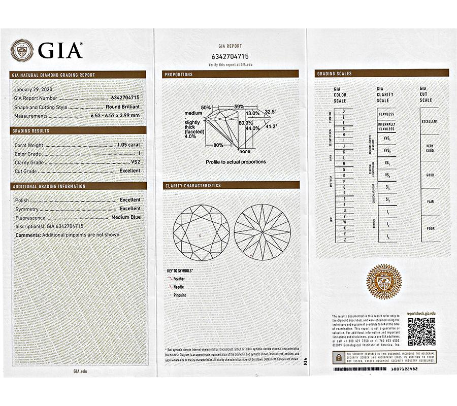 Estate GIA Certified 1.05ct Diamond Engagement Ring