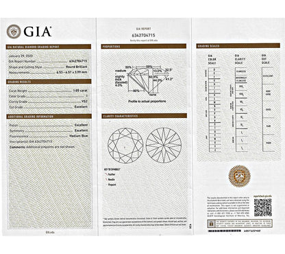 Estate GIA Certified 1.05ct Diamond Engagement Ring