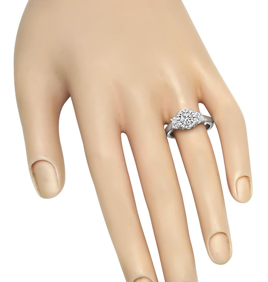 Estate GIA Certified 1.91ct Diamond Platinum Engagement Ring