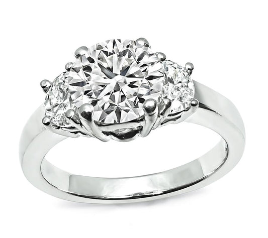 Estate GIA Certified 1.91ct Diamond Platinum Engagement Ring