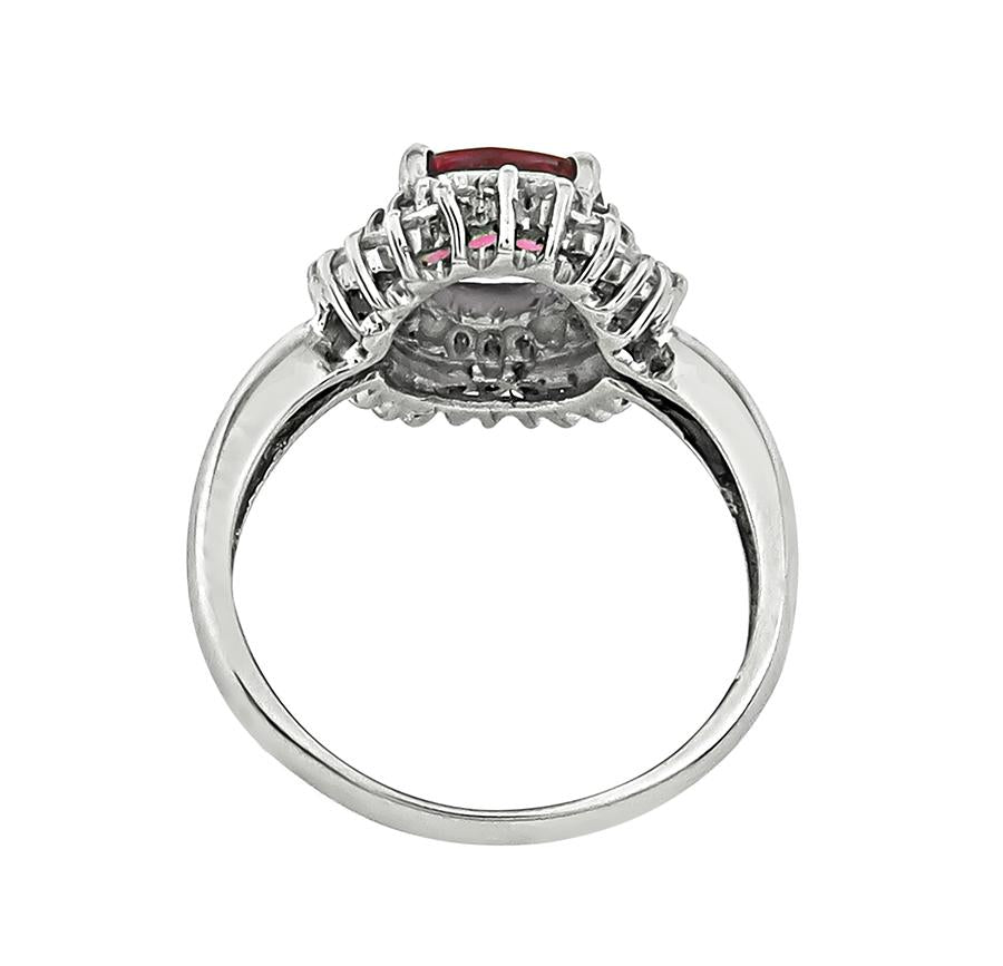 Estate GIA Certified 1.36ct Ruby 0.40ct Diamond Platinum Ring
