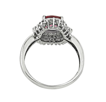 Estate GIA Certified 1.36ct Ruby 0.40ct Diamond Platinum Ring