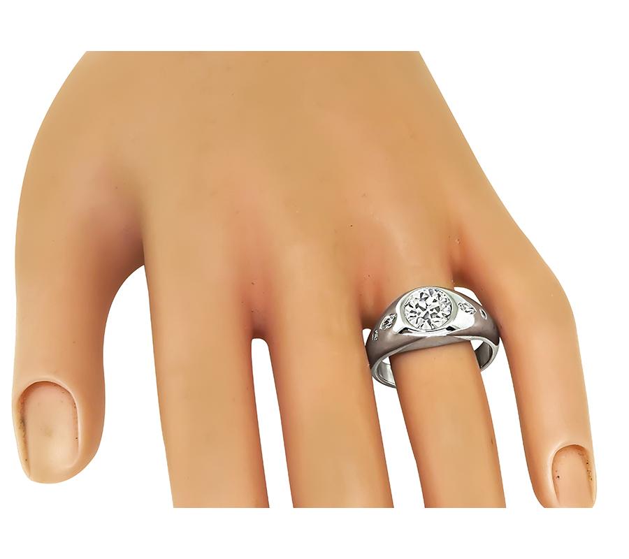 Estate GIA Certified 1.50ct Diamond 14k White Gold Ring
