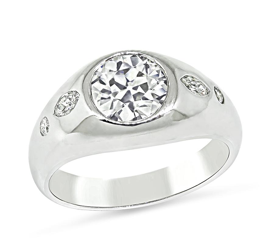 Estate GIA Certified 1.50ct Diamond 14k White Gold Ring