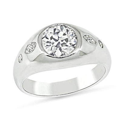 Estate GIA Certified 1.50ct Diamond 14k White Gold Ring