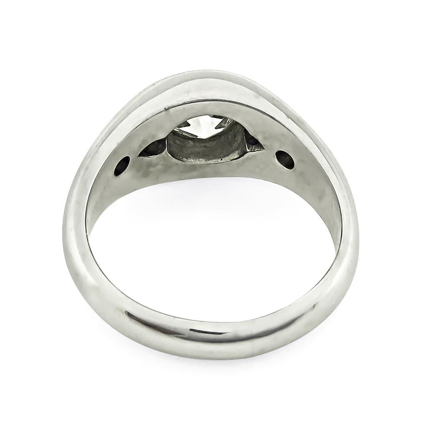 Estate GIA Certified 1.50ct Diamond 14k White Gold Ring