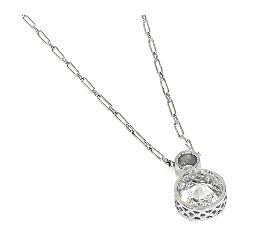 Edwardian GIA Certified 1.37ct Diamond Platinum Pendant Necklace
