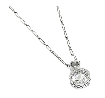 Edwardian GIA Certified 1.37ct Diamond Platinum Pendant Necklace