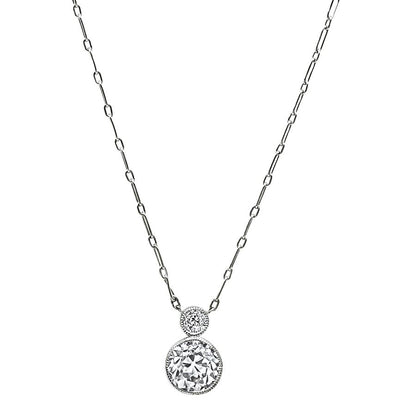 Edwardian GIA Certified 1.37ct Diamond Platinum Pendant Necklace