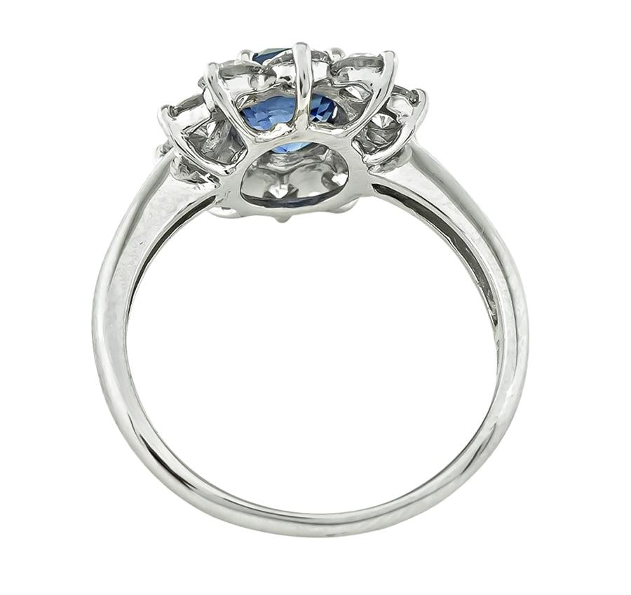 GIA Certified 1.39ct No Heat Burma Sapphire 1.00ct Diamond Engagement Ring
