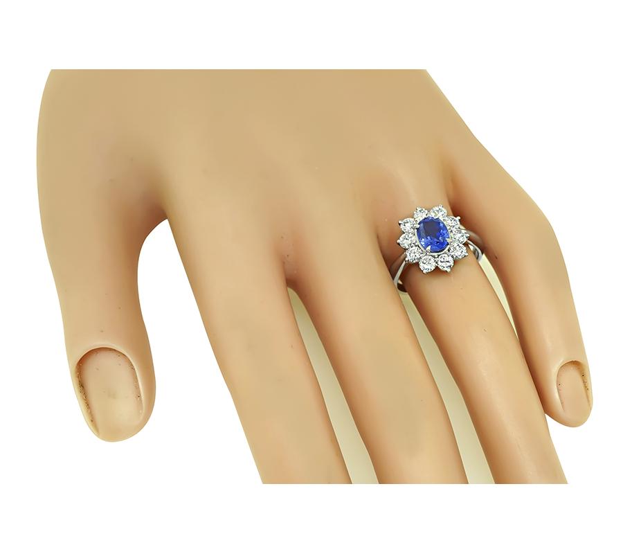 GIA Certified 1.39ct No Heat Burma Sapphire 1.00ct Diamond Engagement Ring