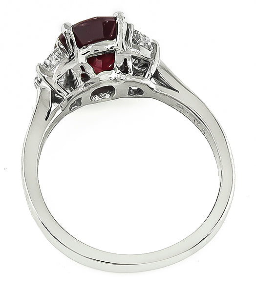 Estate GIA Certified 2.09ct Ruby 0.70ct Diamond Engagement Ring