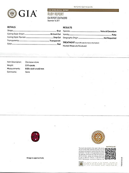 Art Deco GIA Certified 2.11ct Ruby 1.00ct Diamond Engagement Ring